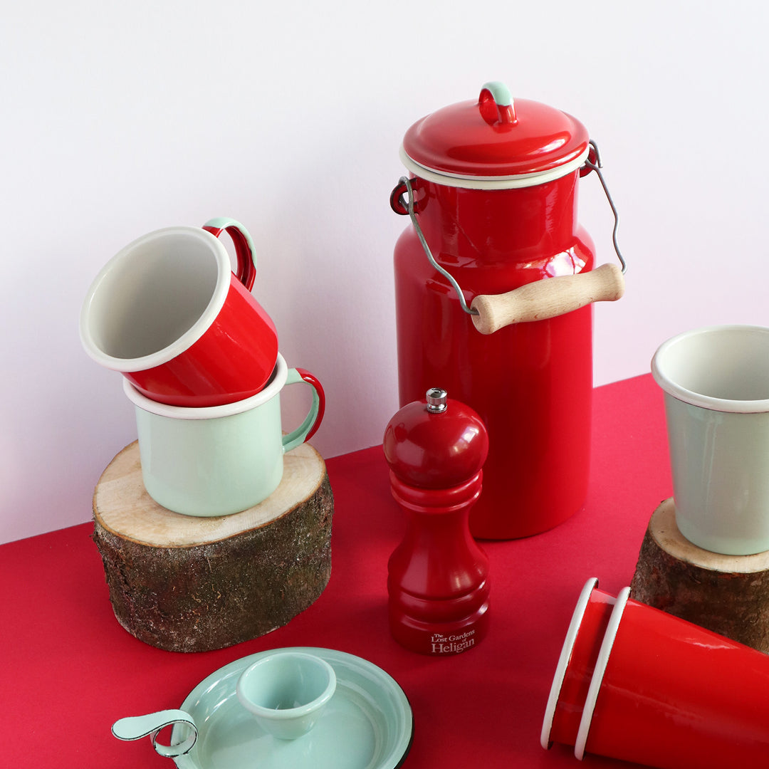 Heligan Enamel Milk Can - Carmin Red
