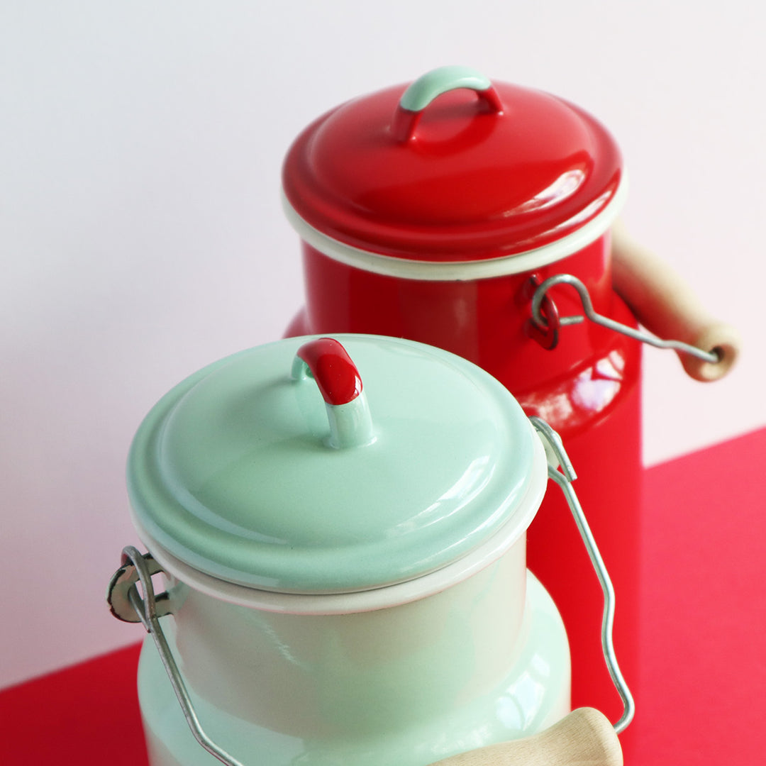 Heligan Enamel Milk Can - Pea Green