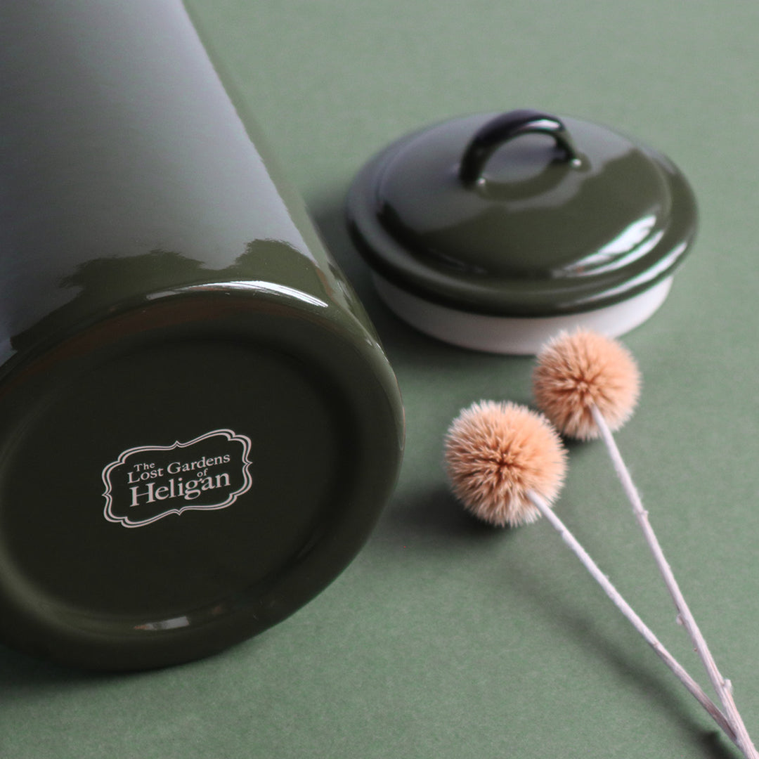 Heligan Enamel Milk Can - Forest Green