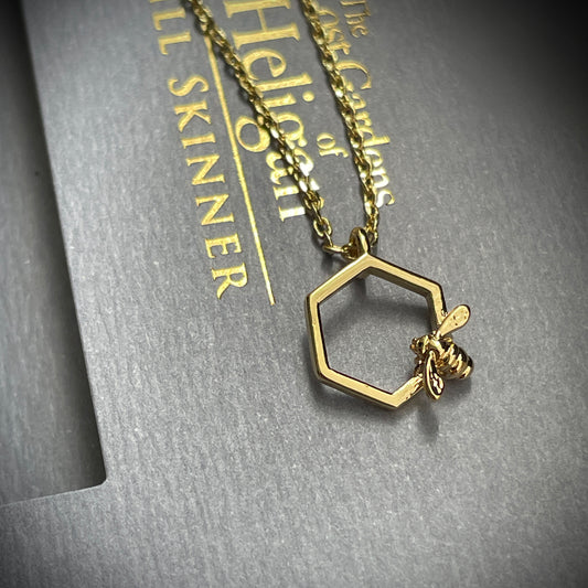 Hexagon Bee Pendant- Gold