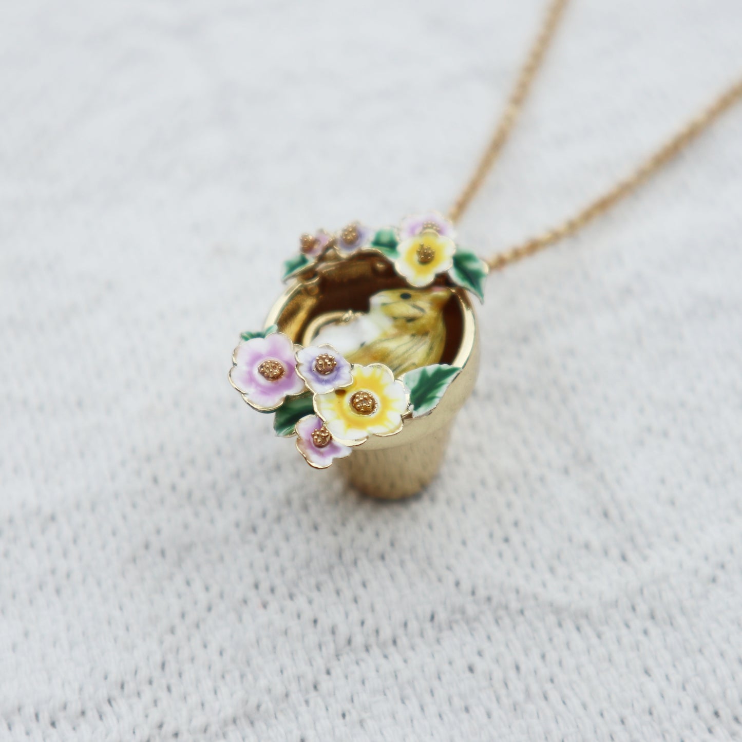 Dormouse in Flower Pot Pendant