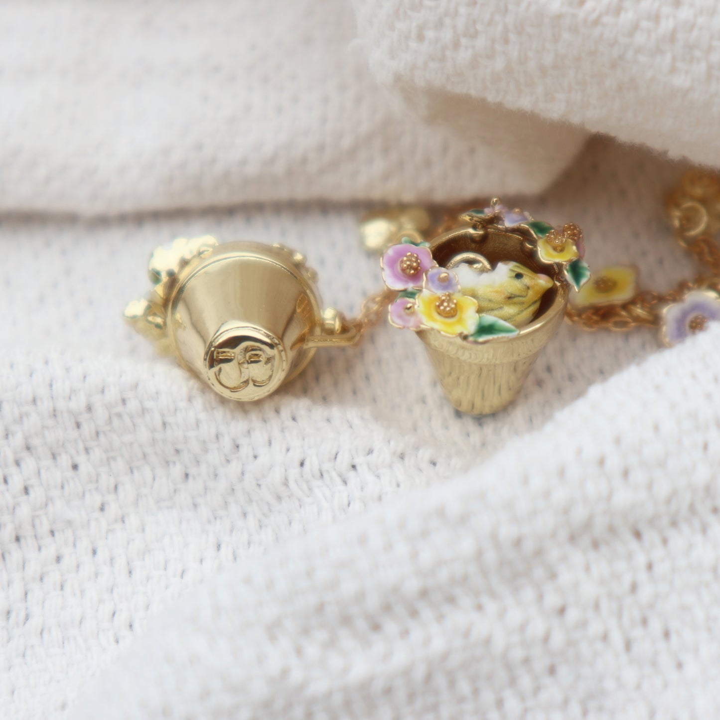 Dormouse in Flower Pot Drop Earrings