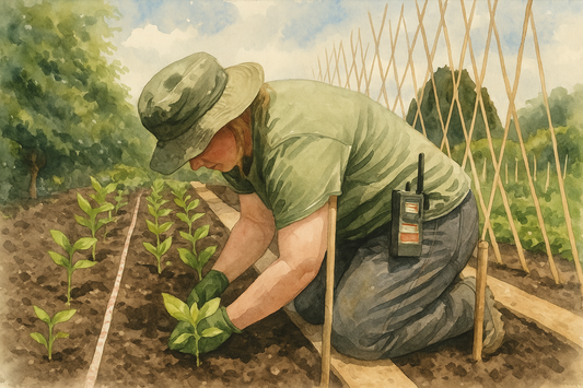 Zinnia Planting Along the Apple Arch