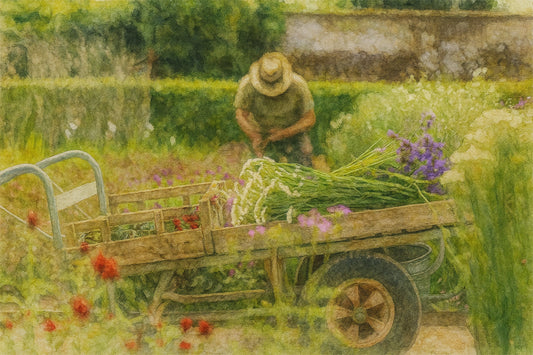 Martin Gathers Statice for Drying