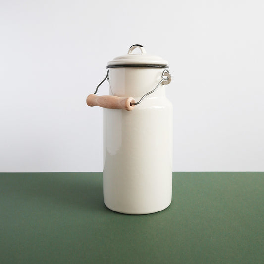 Heligan Enamel Milk Can - Soft Beige