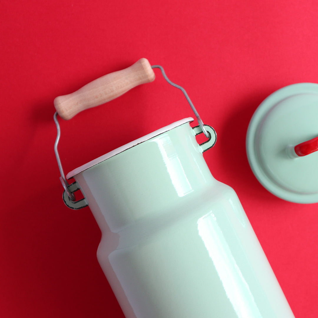 Heligan Enamel Milk Can - Pea Green