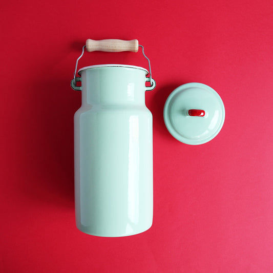 Heligan Enamel Milk Can - Pea Green