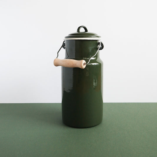 Heligan Enamel Milk Can - Forest Green