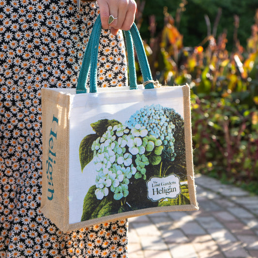 Heligan Hydrangea Small Jute Bag