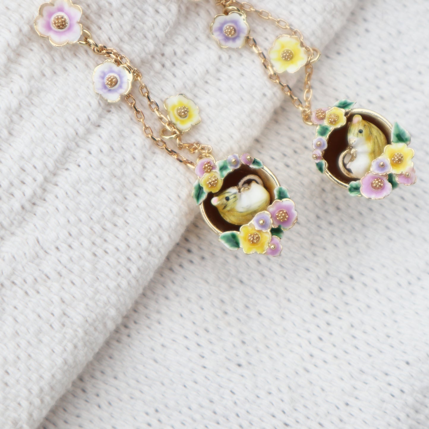 Dormouse in Flower Pot Drop Earrings