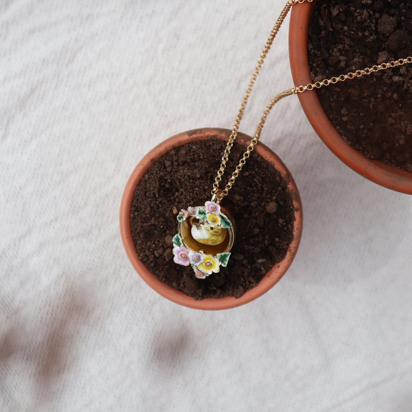 Dormouse in Flower Pot Pendant