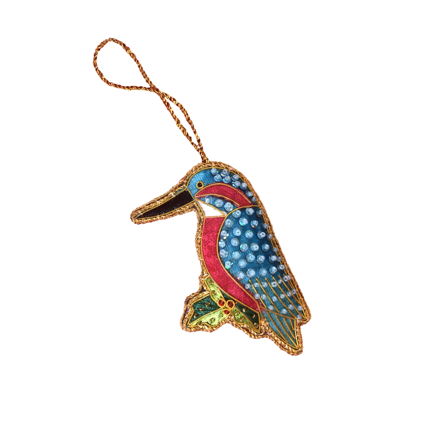 Kingfisher Embroidered Christmas Tree Decoration