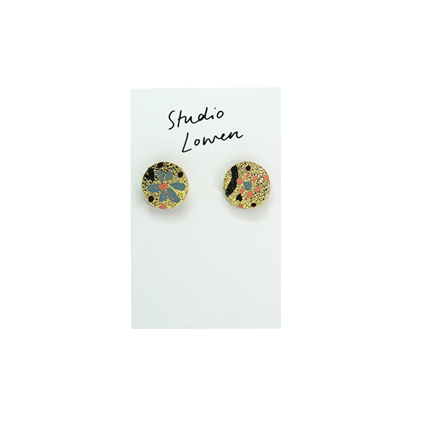 Studio Lowen Painted Floral Leather Earrings