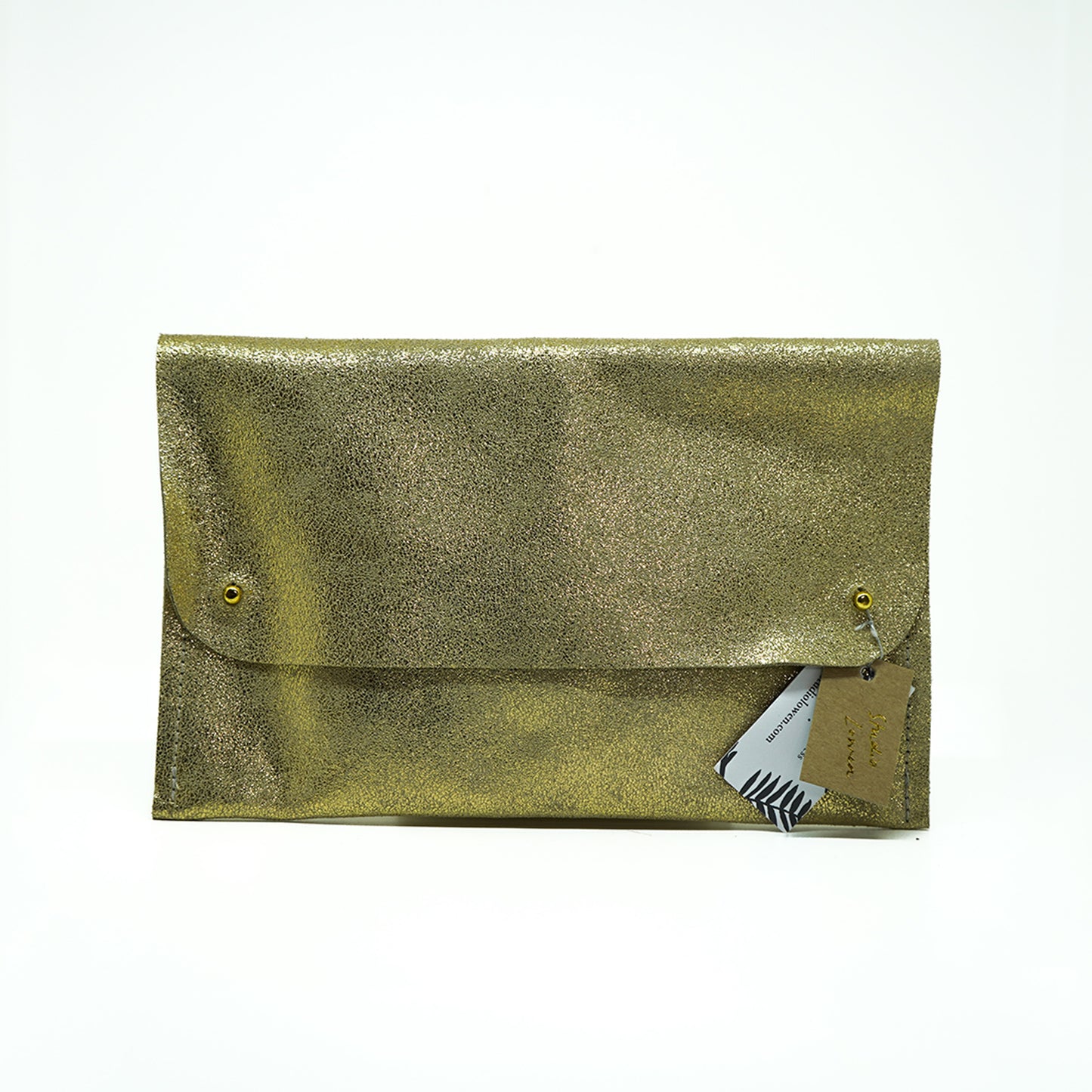 Studio Lowen Gold Leather Clutch Bag